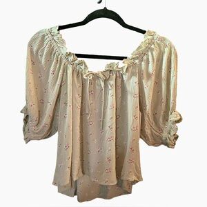 Billabong Sea foam Green Cropped Ruffle Blouse with Tie